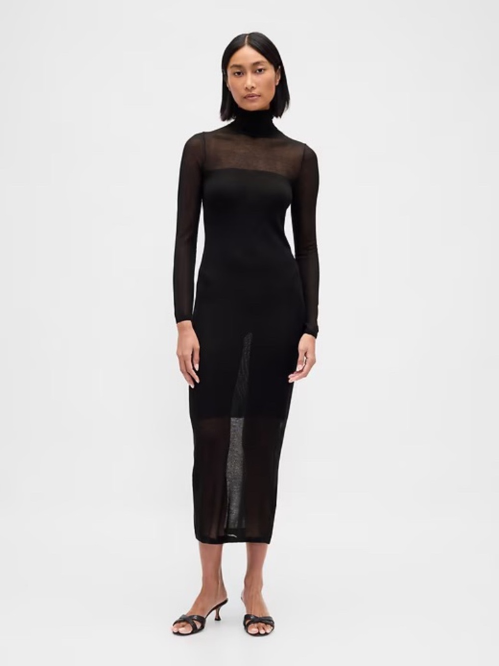 NWT Gap Sheer Turtleneck Maxi Sweater Dress // Black